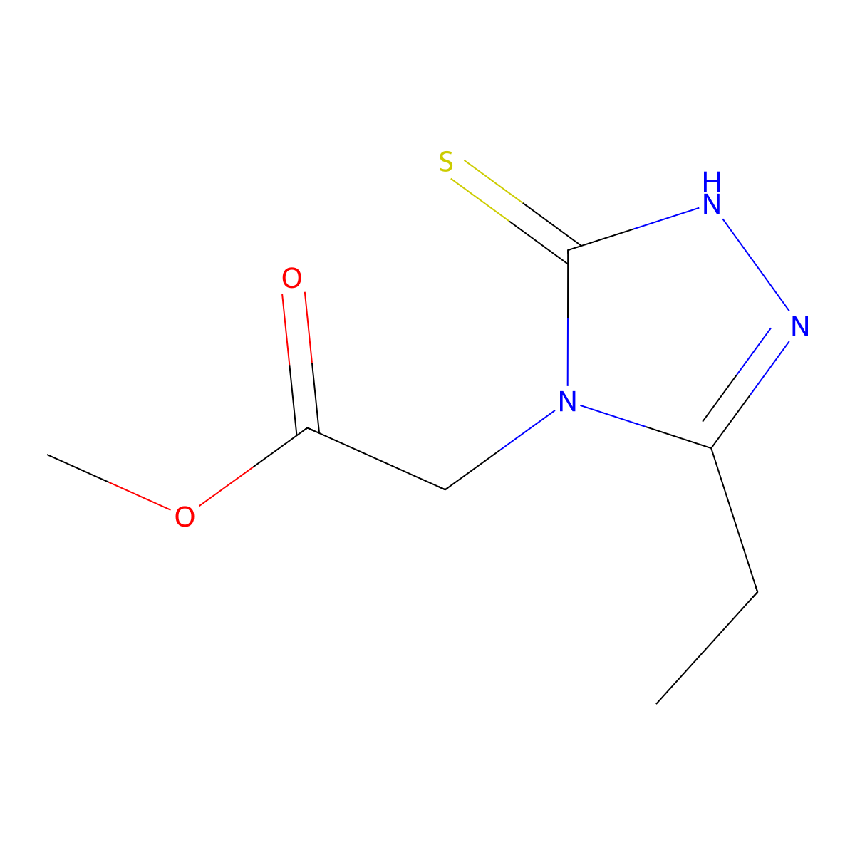 Methyl 2-(3-ethyl-5-mercapto-4h-1,2,4-triazol-4-yl)acetate molecular structure, CAS 1038296-93-3