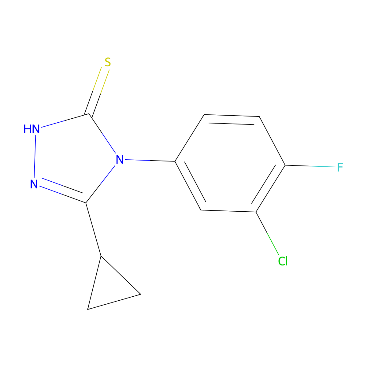 4-(3-chloro-4-fluorophenyl)-5-cyclopropyl-2,4-dihydro-3H-1,2,4-triazole-3-thione molecular structure, CAS 1038299-40-9