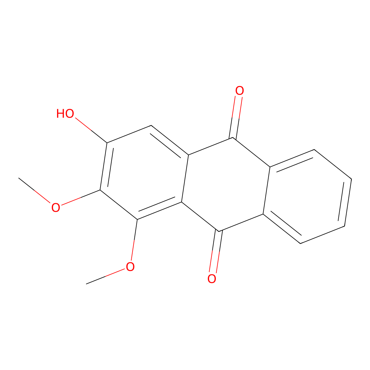 3-Hydroxy-1,2-dimethoxyanthracene-9,10-dione molecular structure, CAS 10383-62-7