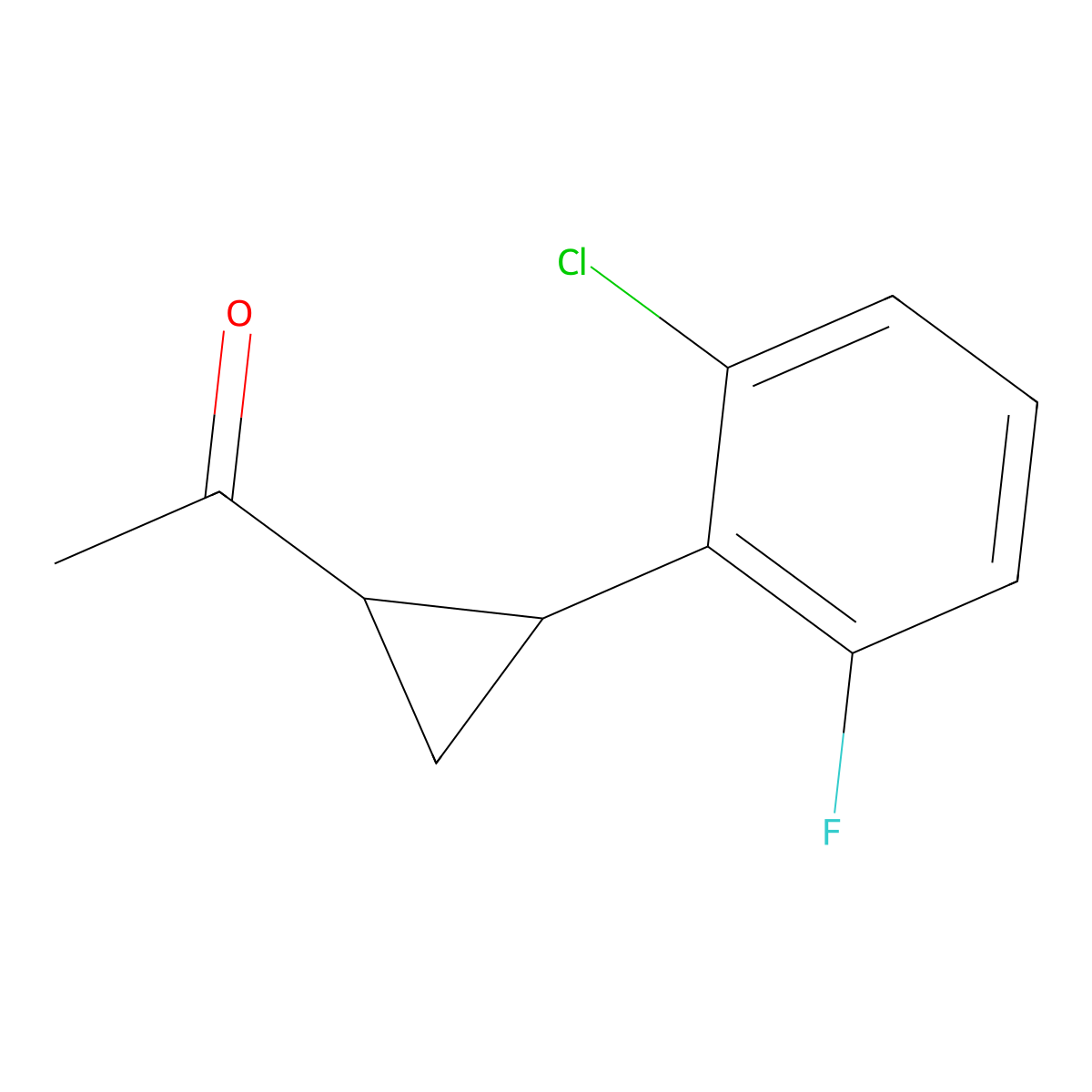 1-[2-(2-Chloro-6-fluorophenyl)cyclopropyl]ethan-1-one molecular structure, CAS 1038300-47-8