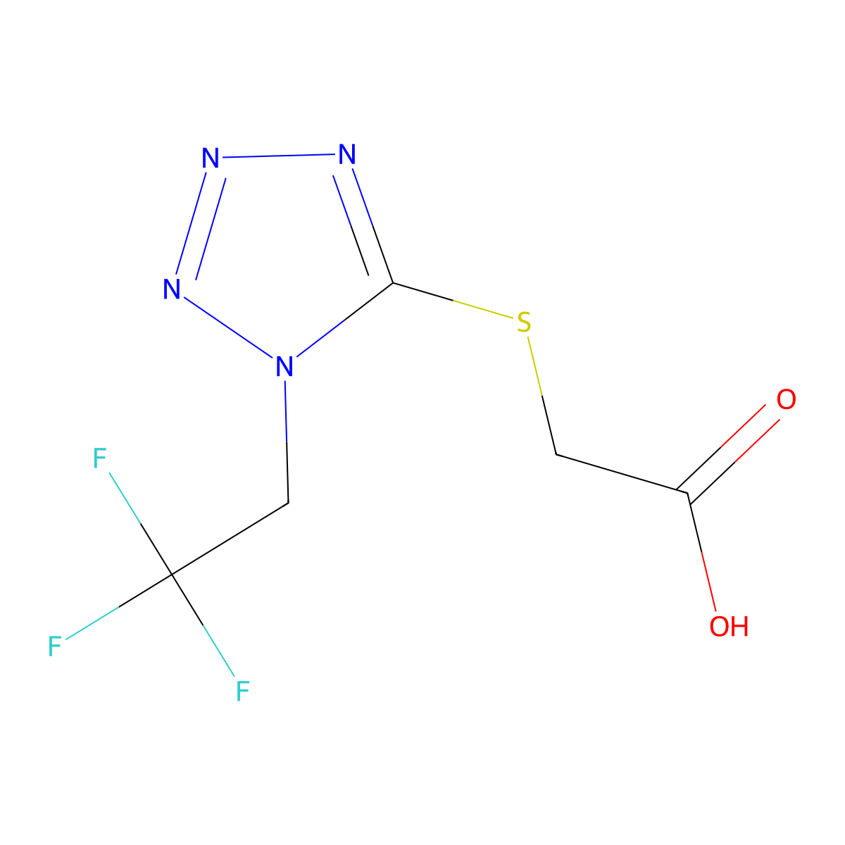 2-{[1-(2,2,2-trifluoroethyl)-1H-1,2,3,4-tetrazol-5-yl]sulfanyl}acetic acid molecular structure, CAS 1038303-87-5