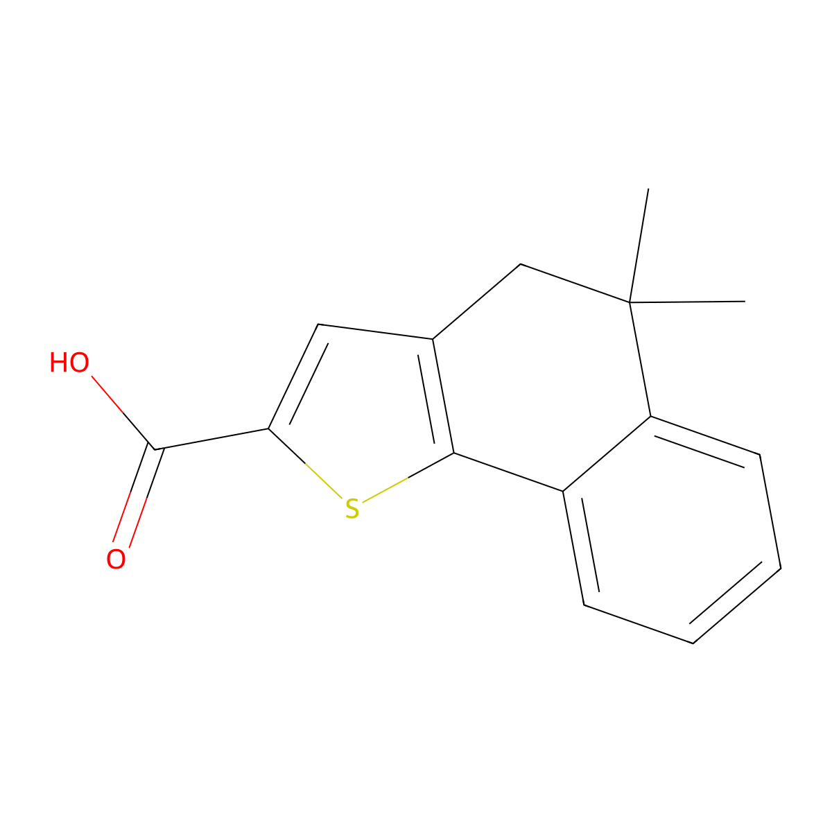 5,5-dimethyl-4H,5H-naphtho[1,2-b]thiophene-2-carboxylic acid molecular structure, CAS 1038304-09-4