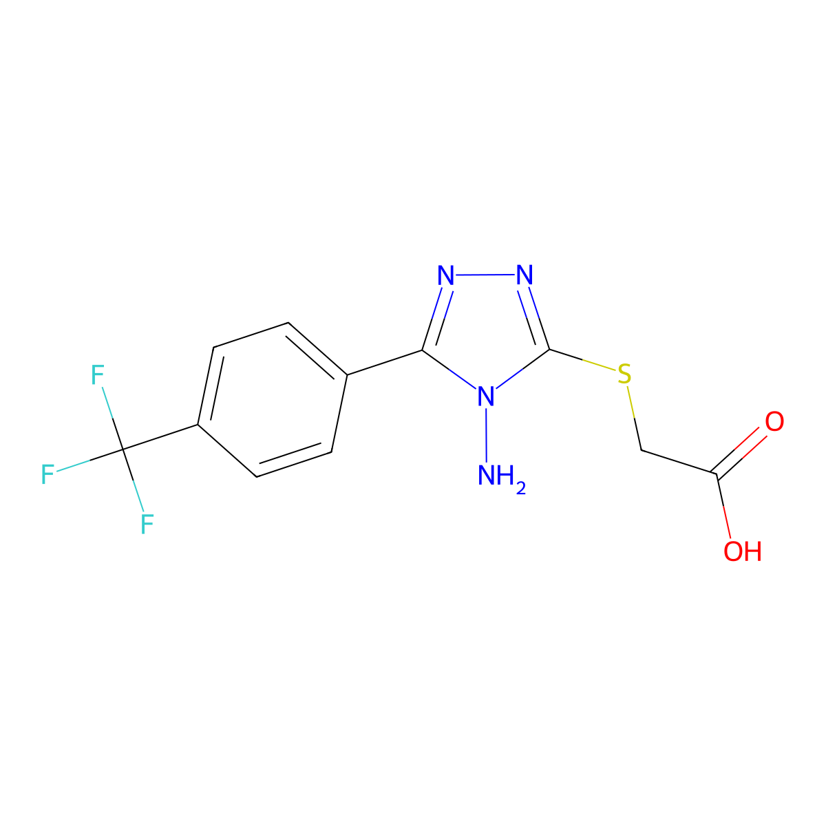 2-({4-amino-5-[4-(trifluoromethyl)phenyl]-4H-1,2,4-triazol-3-yl}sulfanyl)acetic acid molecular structure, CAS 1038305-08-6