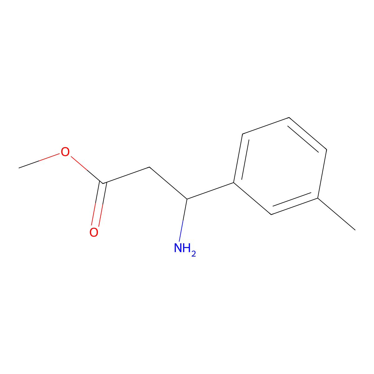 Methyl 3-amino-3-(m-tolyl)propanoate molecular structure, CAS 1038308-39-2