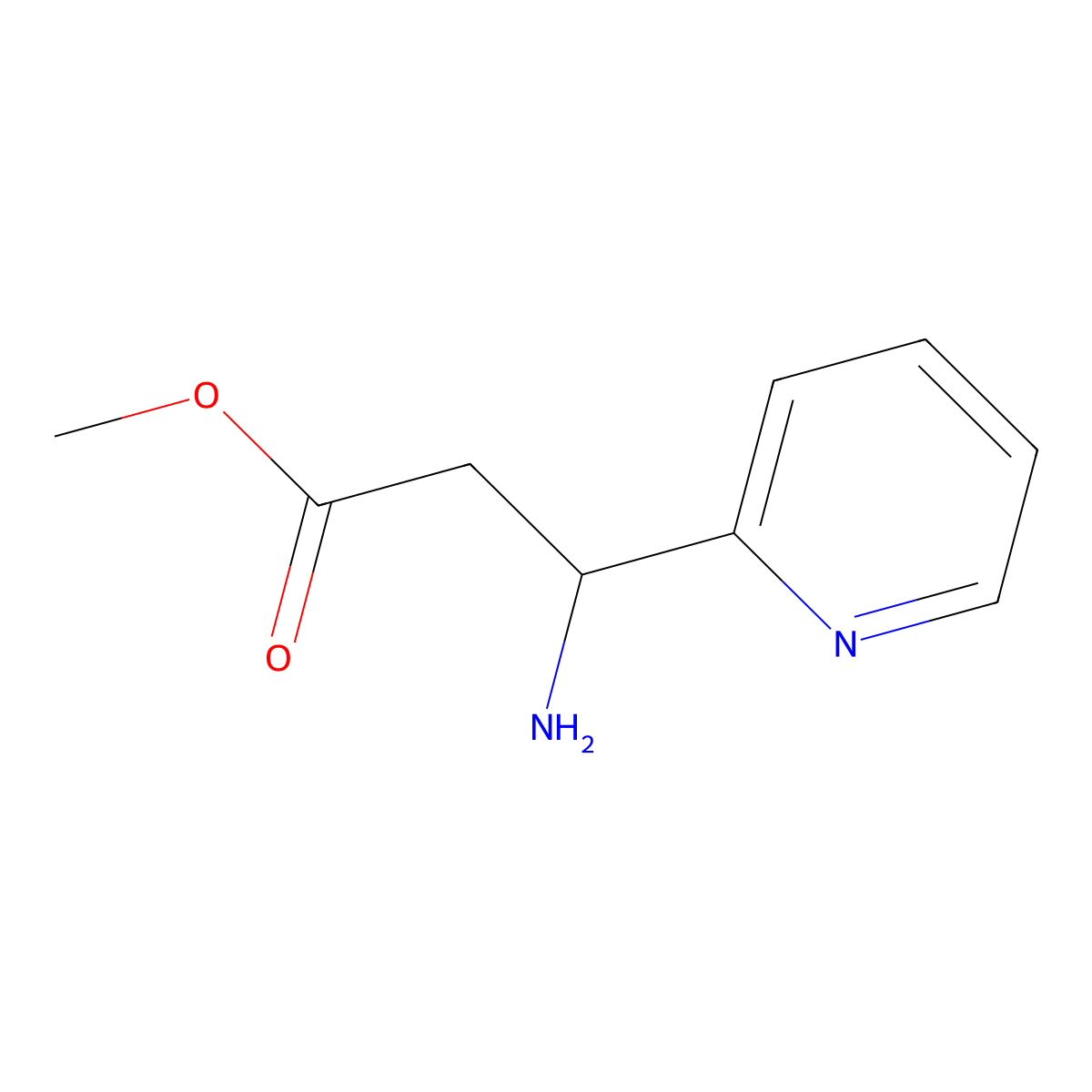 Methyl 3-amino-3-(pyridin-2-yl)propanoate molecular structure, CAS 1038308-47-2