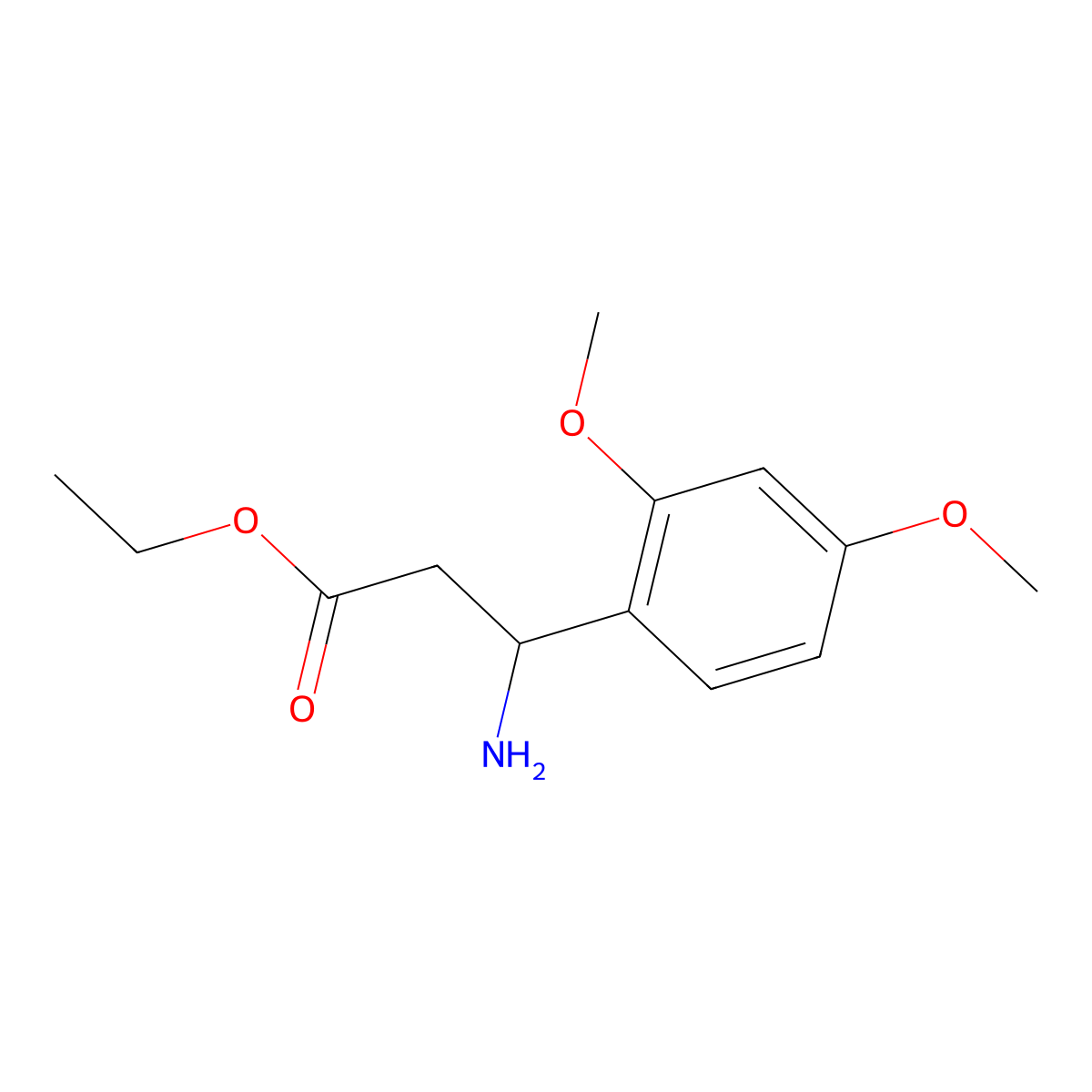 Ethyl 3-amino-3-(2,4-dimethoxyphenyl)propanoate molecular structure, CAS 1038308-63-2