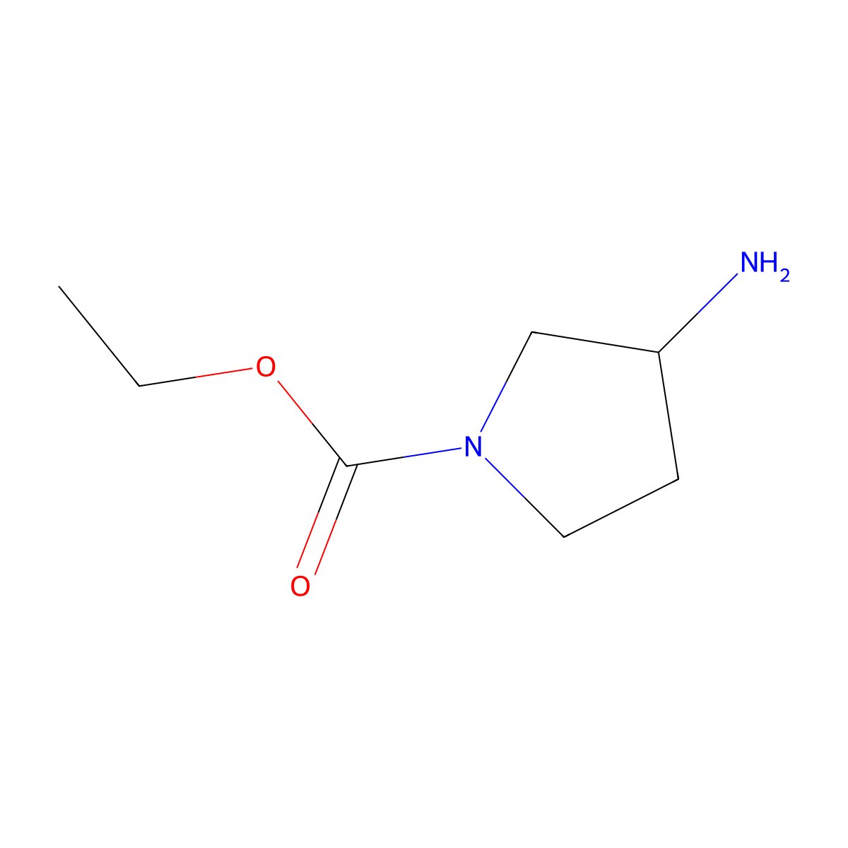 Ethyl 3-aminopyrrolidine-1-carboxylate molecular structure, CAS 103831-10-3