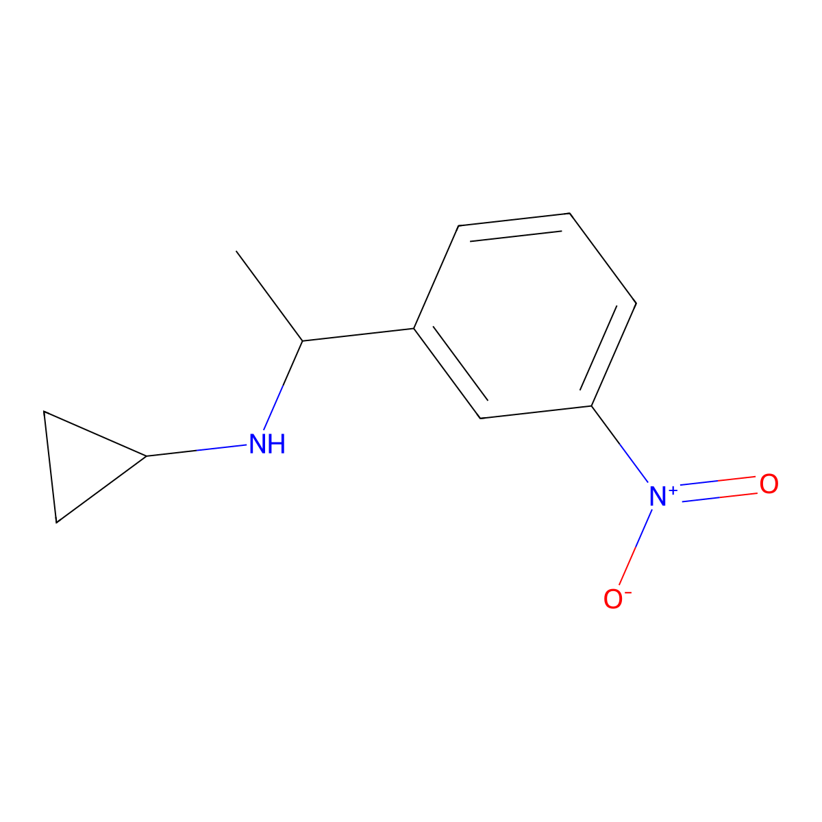 N-[1-(3-nitrophenyl)ethyl]cyclopropanamine molecular structure, CAS 1038311-20-4