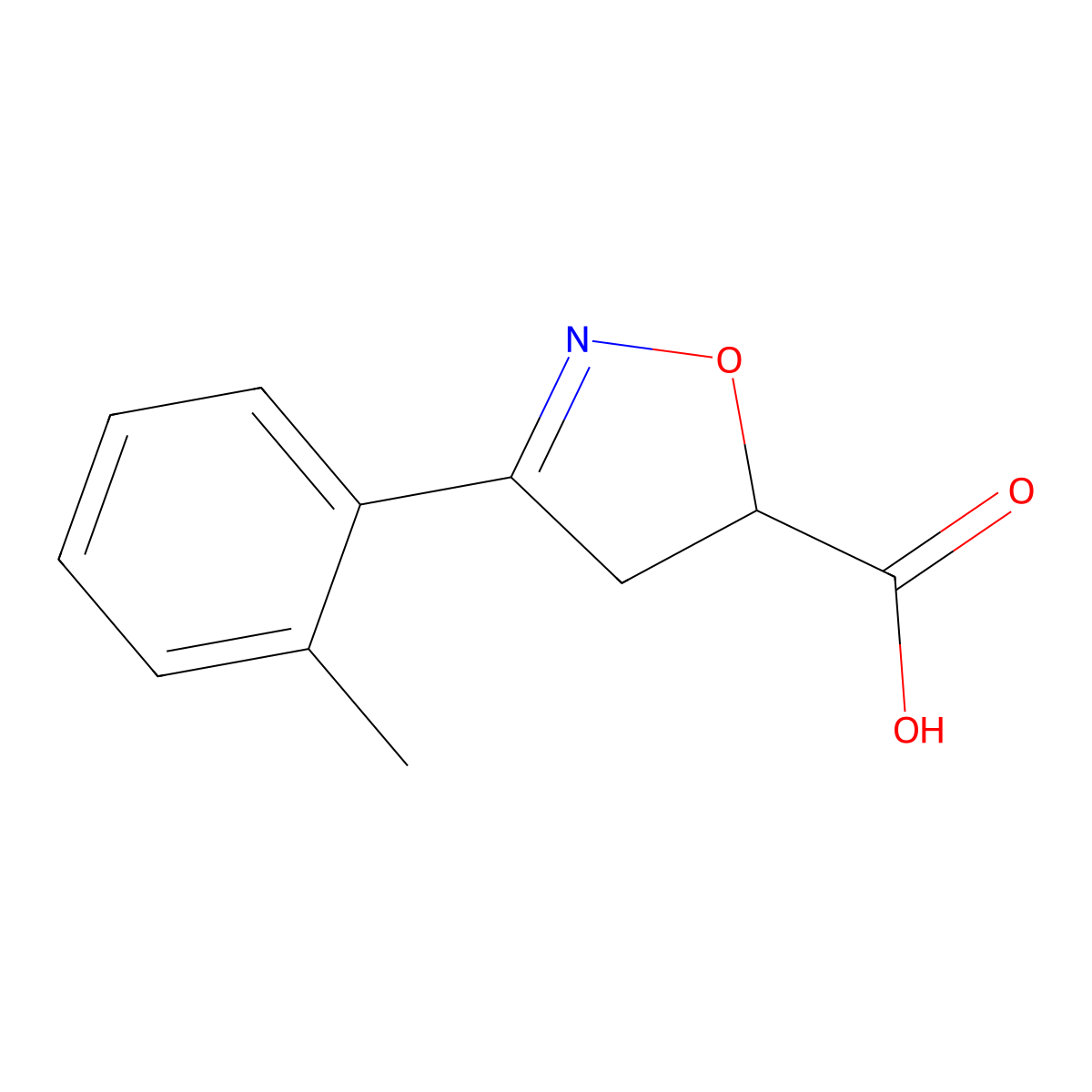 3-(2-Methylphenyl)-4,5-dihydro-1,2-oxazole-5-carboxylic acid molecular structure, CAS 1038311-76-0