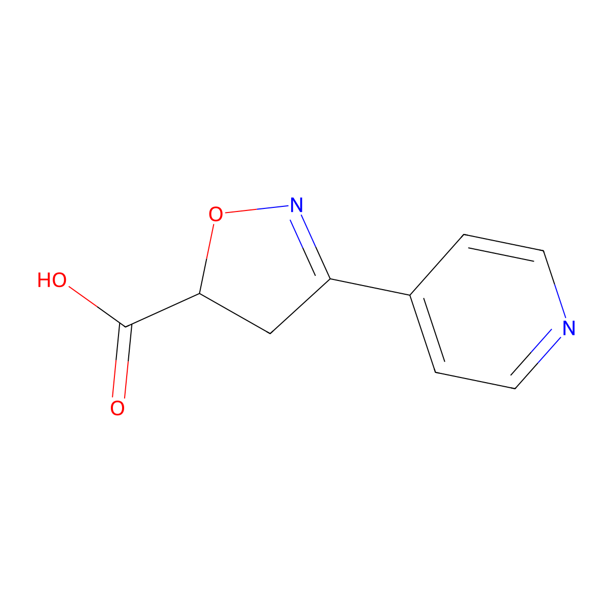 3-(Pyridin-4-yl)-4,5-dihydro-1,2-oxazole-5-carboxylic acid molecular structure, CAS 1038311-80-6