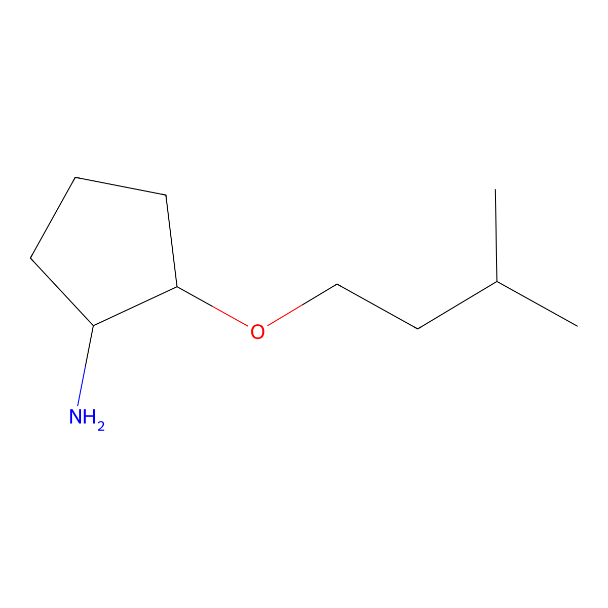 2-(3-Methylbutoxy)cyclopentan-1-amine molecular structure, CAS 1038313-16-4