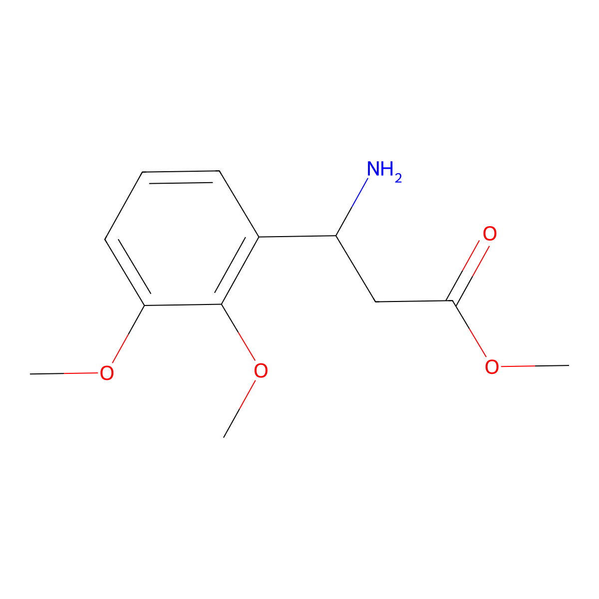 Methyl 3-amino-3-(2,3-dimethoxyphenyl)propanoate molecular structure, CAS 1038323-31-7