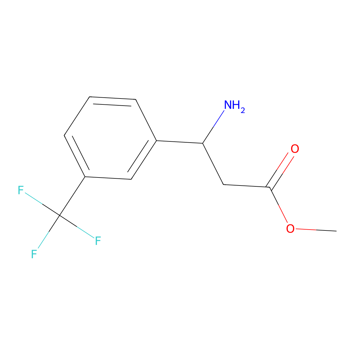 Methyl 3-amino-3-[3-(trifluoromethyl)phenyl]propanoate molecular structure, CAS 1038323-37-3