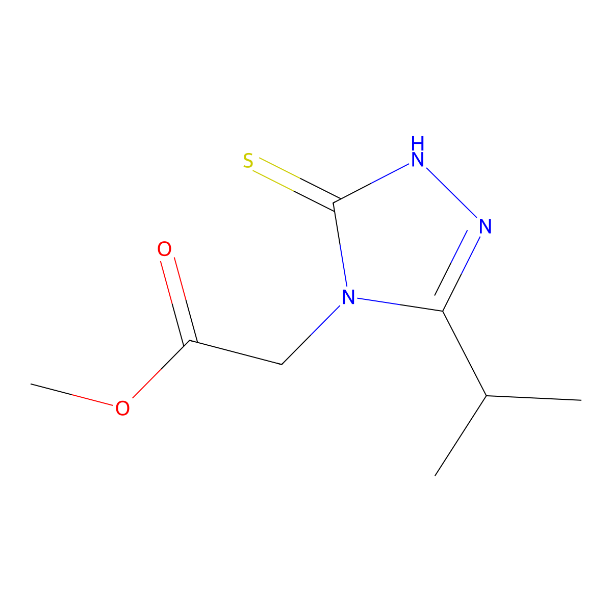 Methyl 2-(3-isopropyl-5-mercapto-4h-1,2,4-triazol-4-yl)acetate molecular structure, CAS 1038325-53-9
