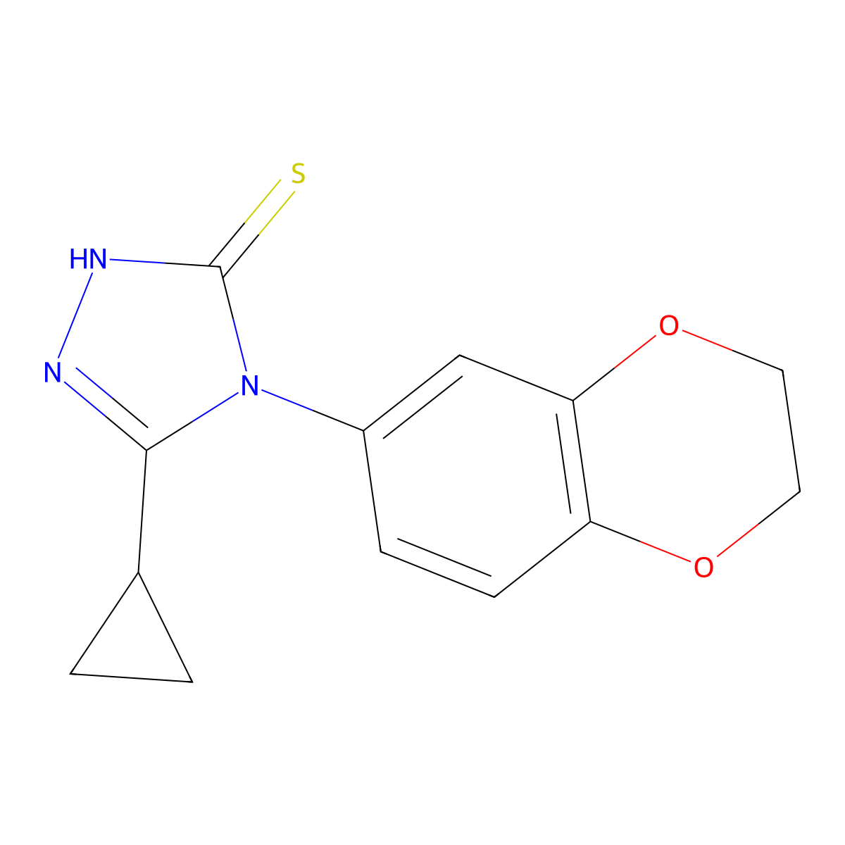 5-Cyclopropyl-4-(2,3-dihydro-1,4-benzodioxin-6-yl)-1,2,4-triazole-3-thiol molecular structure, CAS 1038328-96-9
