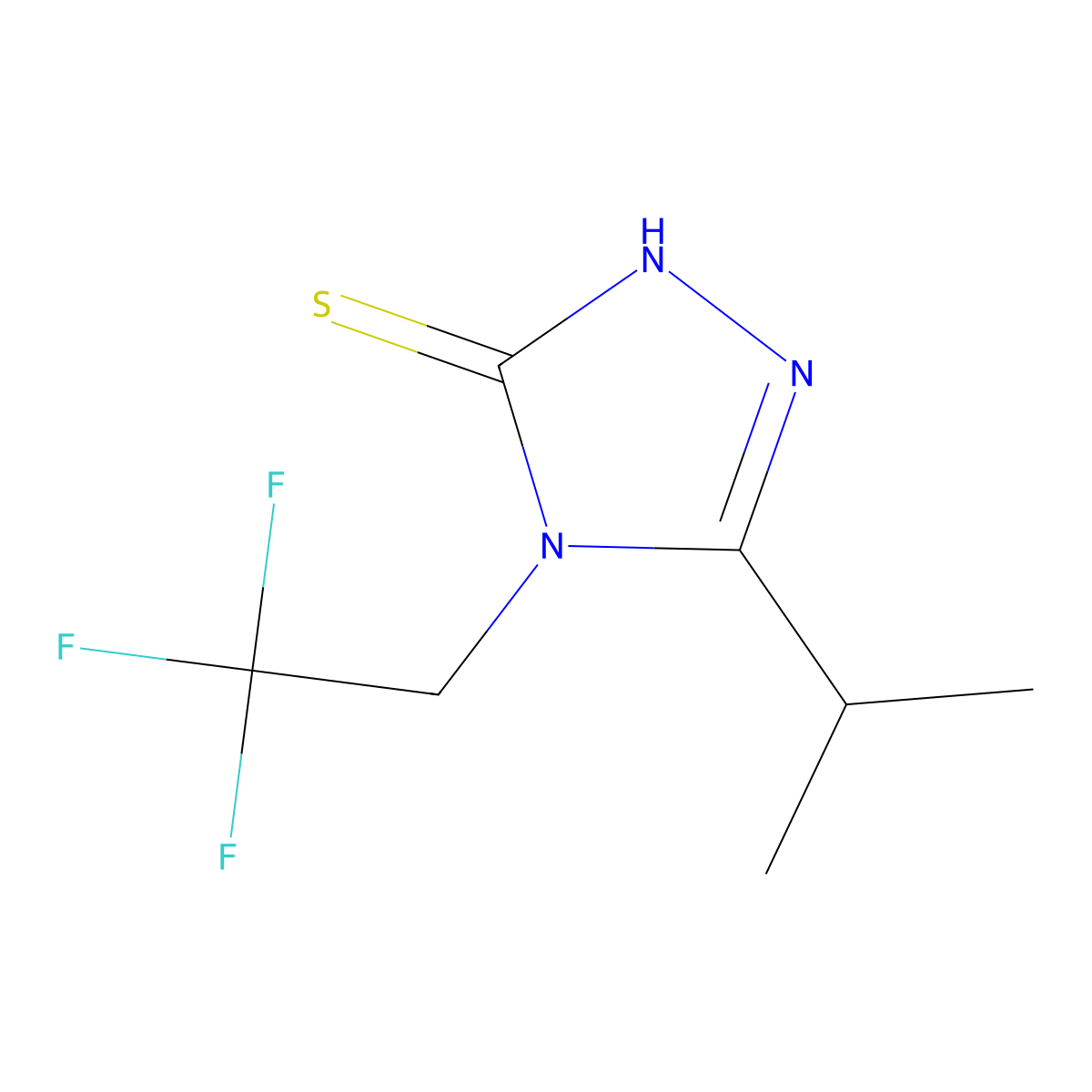 5-(propan-2-yl)-4-(2,2,2-trifluoroethyl)-4H-1,2,4-triazole-3-thiol molecular structure, CAS 1038328-99-2