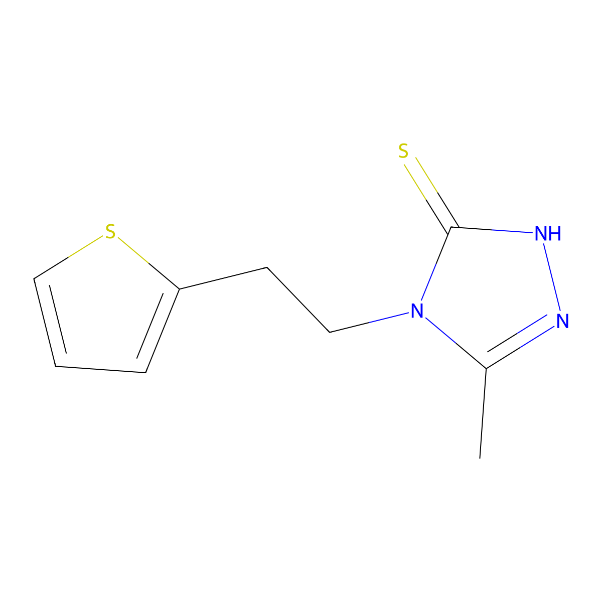 5-methyl-4-[2-(thiophen-2-yl)ethyl]-4H-1,2,4-triazole-3-thiol molecular structure, CAS 1038330-83-4