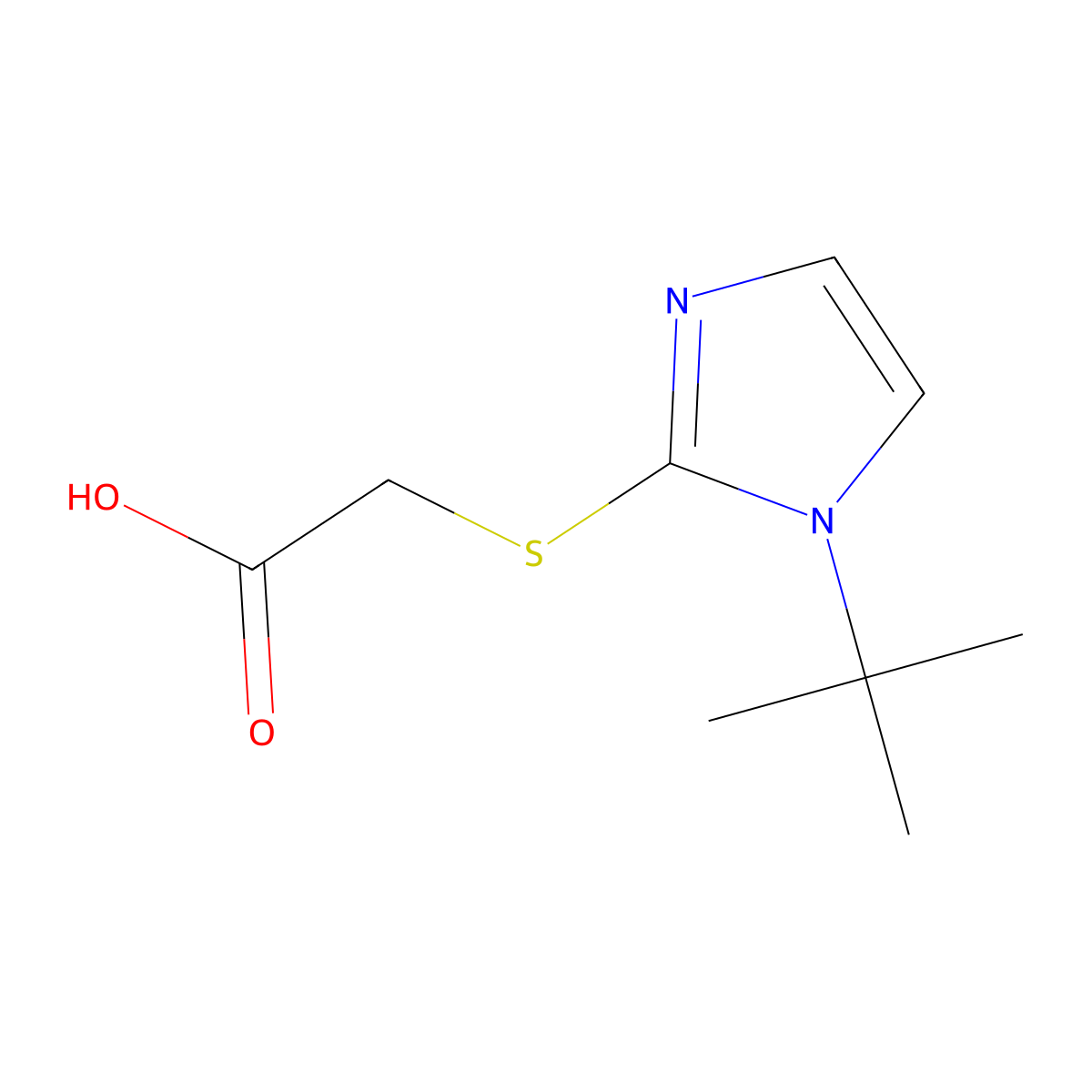 2-[(1-tert-butyl-1H-imidazol-2-yl)sulfanyl]acetic acid molecular structure, CAS 1038334-94-9