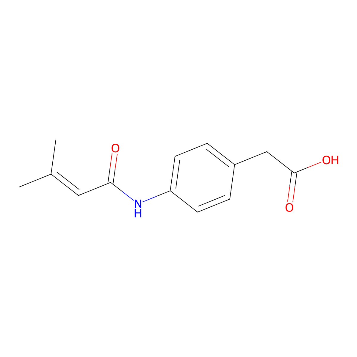 2-(4-(3-Methylbut-2-enamido)phenyl)acetic acid molecular structure, CAS 1038334-99-4