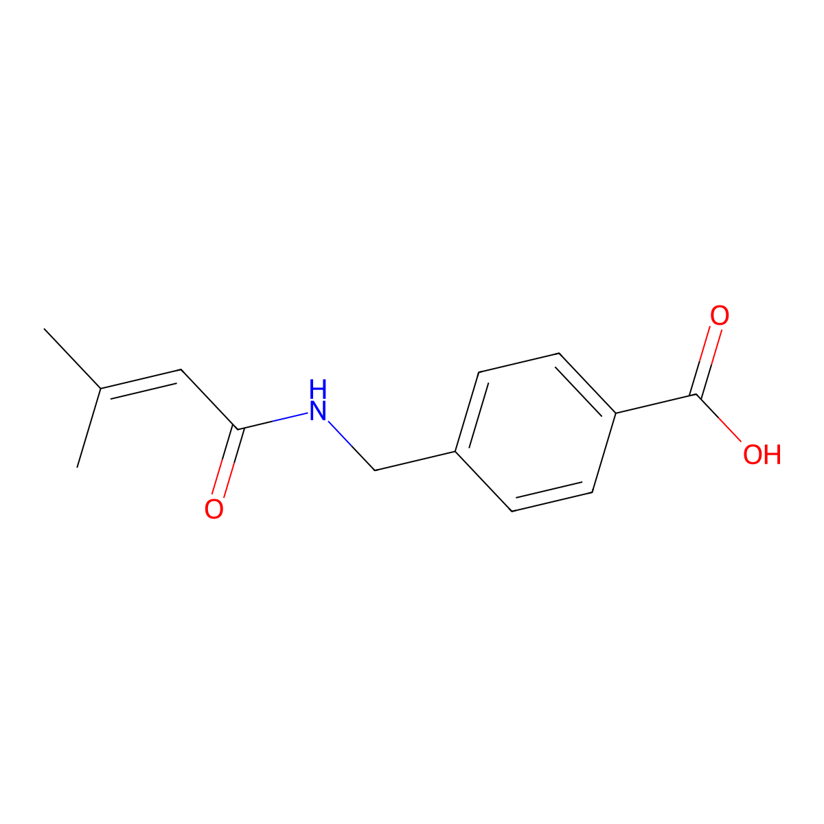 4-[(3-Methylbut-2-enamido)methyl]benzoic acid molecular structure, CAS 1038335-01-1