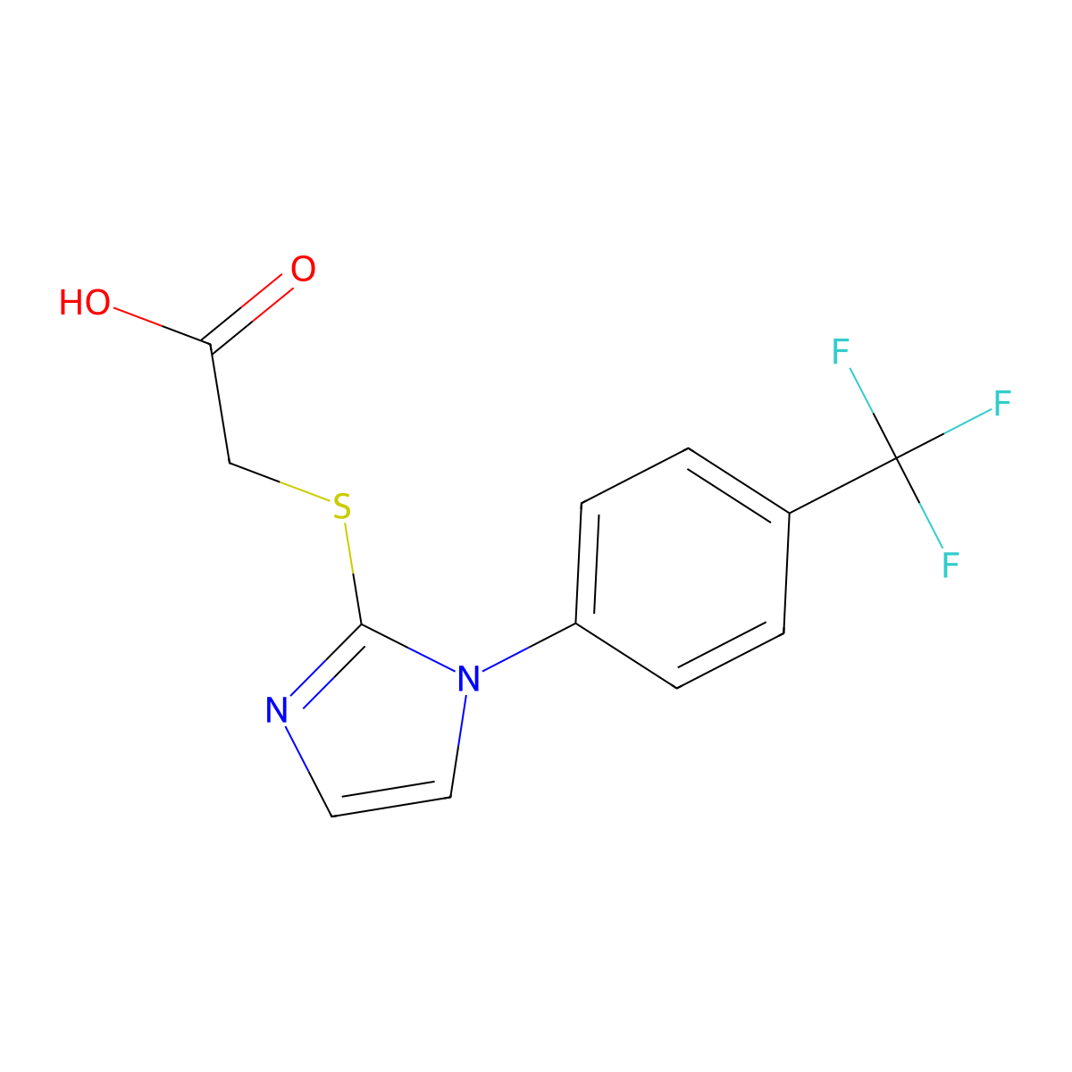 2-({1-[4-(trifluoromethyl)phenyl]-1H-imidazol-2-yl}sulfanyl)acetic acid molecular structure, CAS 1038335-12-4