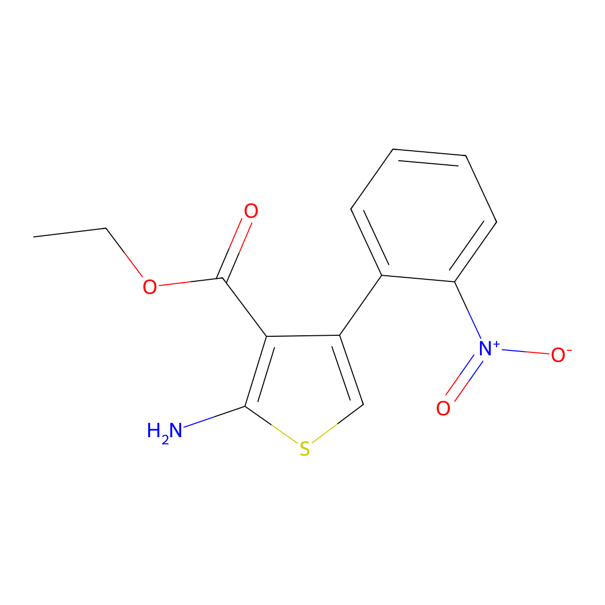 Ethyl 2-amino-4-(2-nitrophenyl)thiophene-3-carboxylate molecular structure, CAS 1038336-19-4