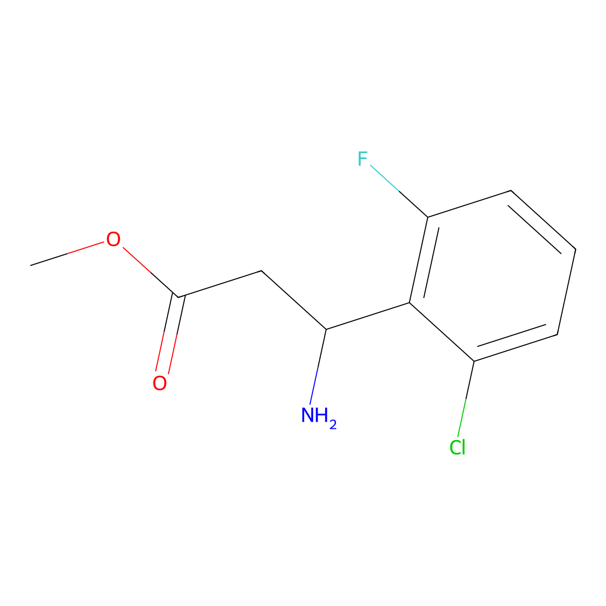 Methyl 3-amino-3-(2-chloro-6-fluorophenyl)propanoate molecular structure, CAS 1038338-45-2