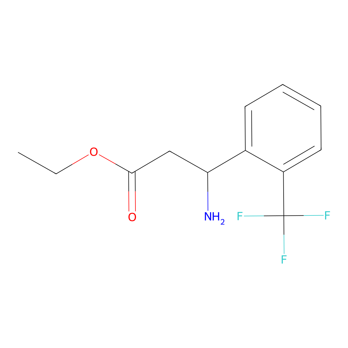 Ethyl 3-amino-3-[2-(trifluoromethyl)phenyl]propanoate molecular structure, CAS 1038338-89-4