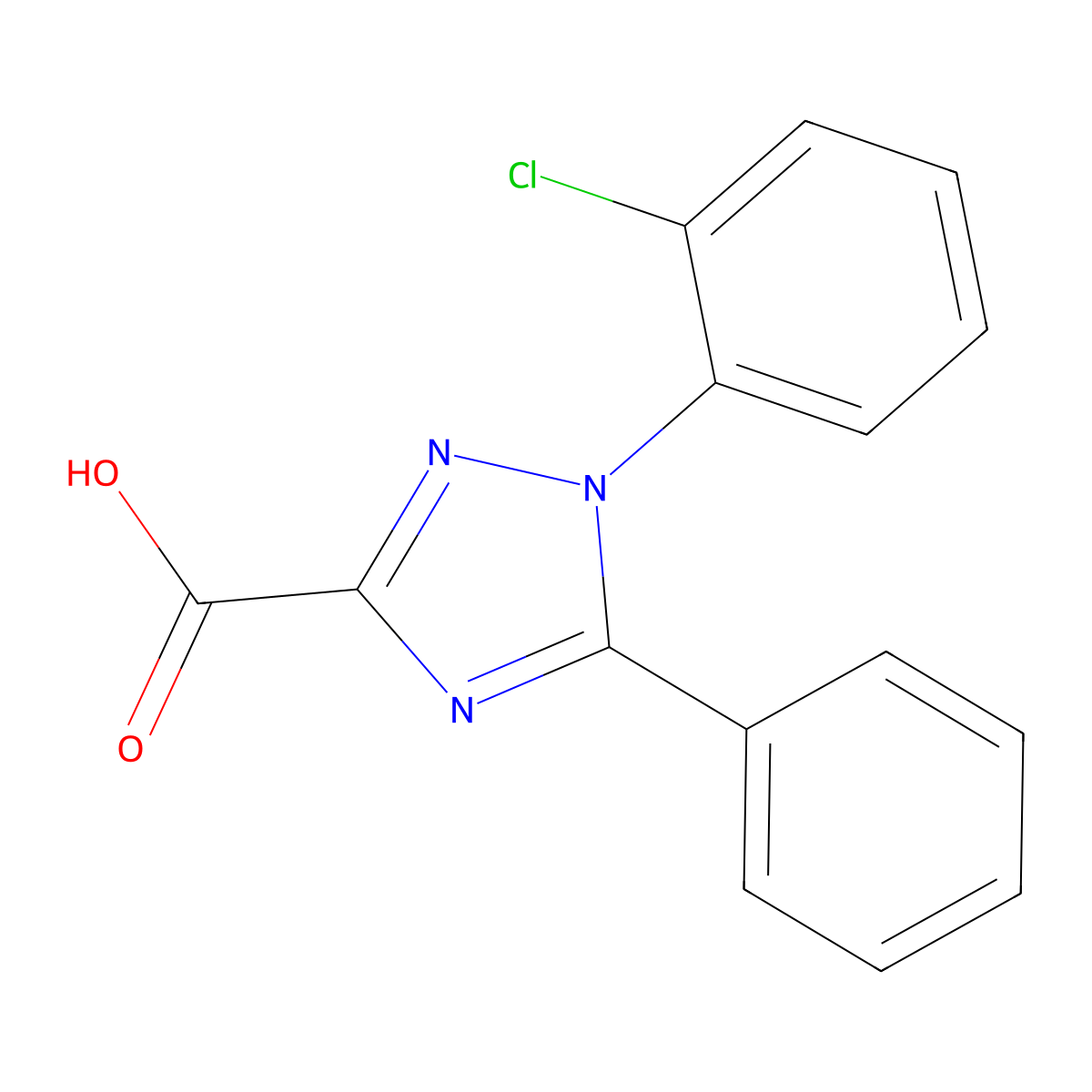 1-(2-Chlorophenyl)-5-phenyl-1H-1,2,4-triazole-3-carboxylic acid molecular structure, CAS 1038339-19-3