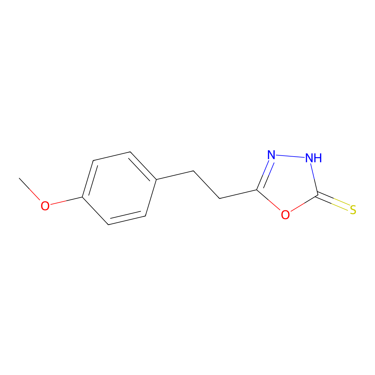 5-[2-(4-Methoxyphenyl)ethyl]-2,3-dihydro-1,3,4-oxadiazole-2-thione molecular structure, CAS 1038340-39-4