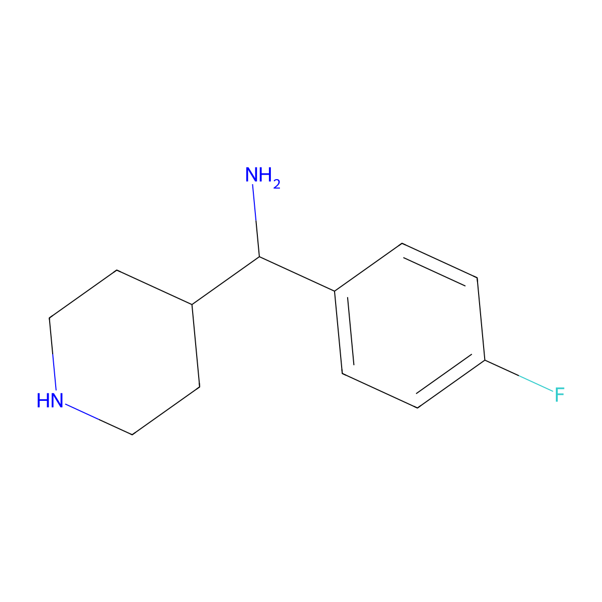 (R)-1-(4-Fluorophenyl)-1-(piperidin-4-yl)methanamine molecular structure, CAS 1038351-50-6