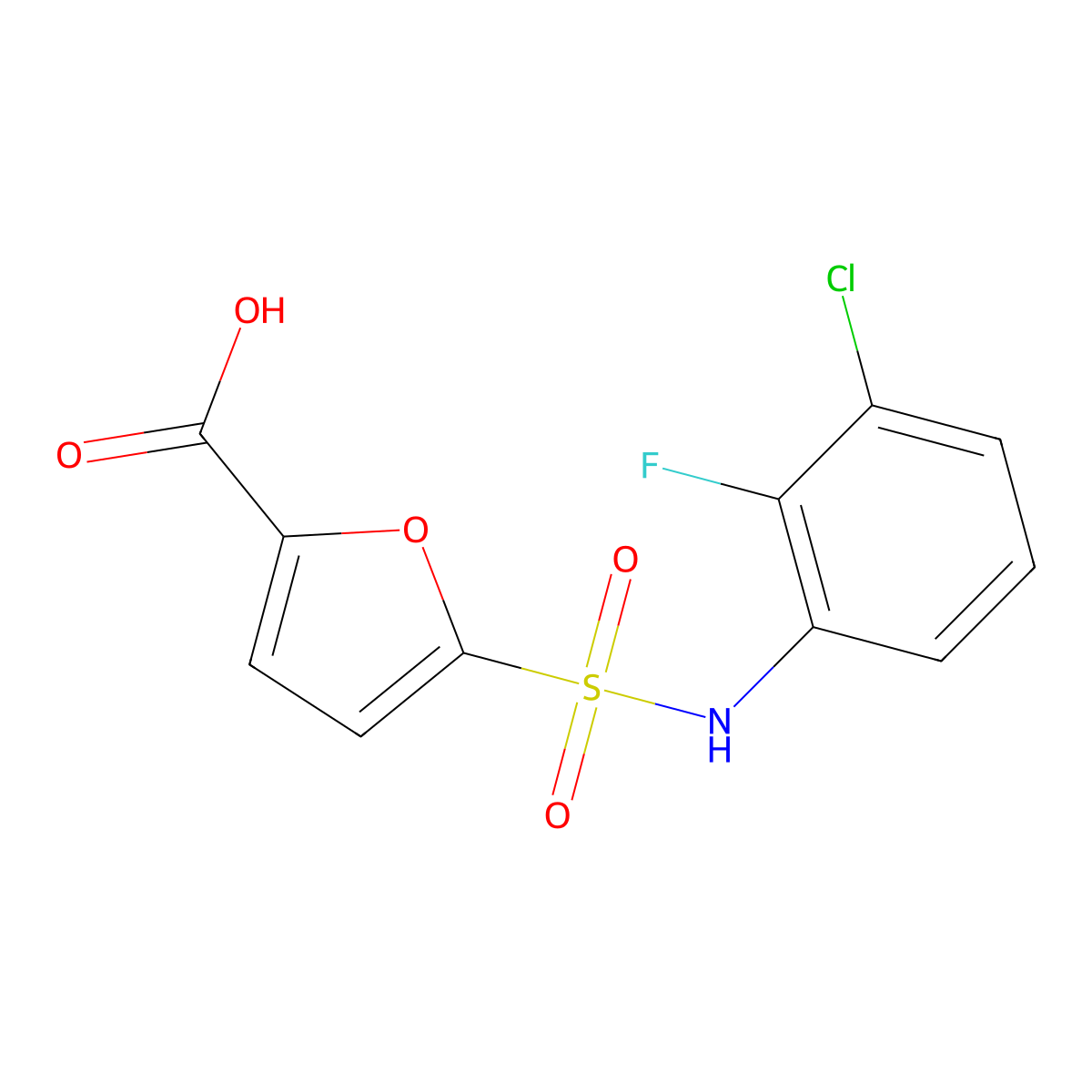 5-[(3-Chloro-2-fluorophenyl)sulfamoyl]furan-2-carboxylic acid molecular structure, CAS 1038354-11-8