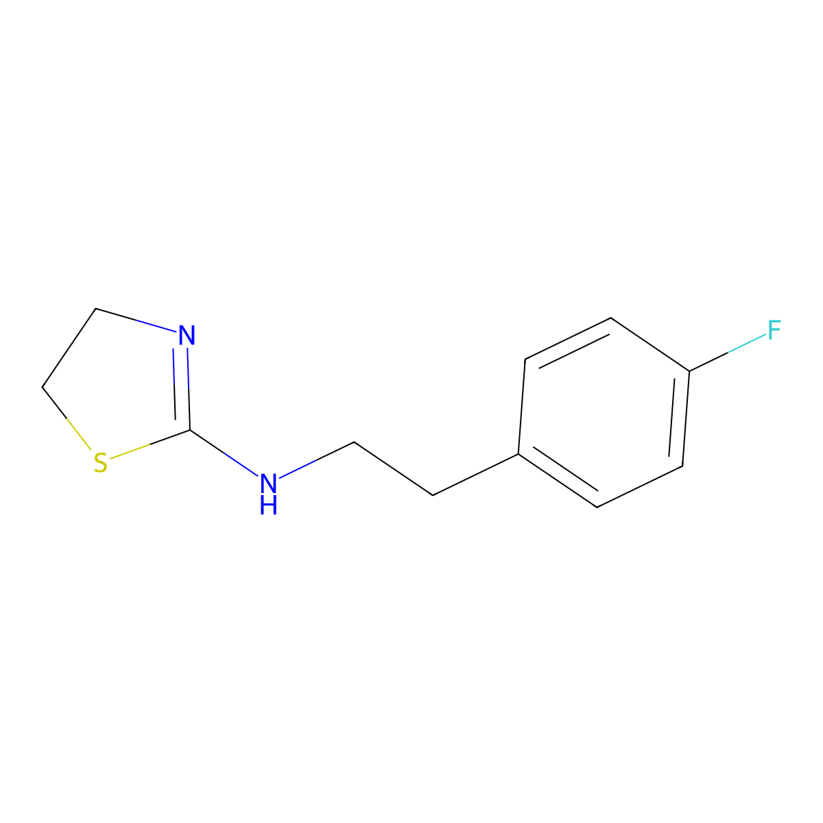N-(2-(4-fluorophenyl)ethyl)-4,5-dihydro-1,3-thiazol-2-amine molecular structure, CAS 1038356-64-7