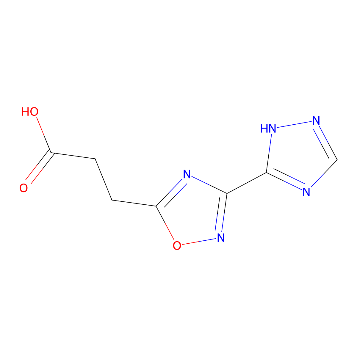 3-[3-(4H-1,2,4-triazol-3-yl)-1,2,4-oxadiazol-5-yl]propanoic acid molecular structure, CAS 1038356-87-4