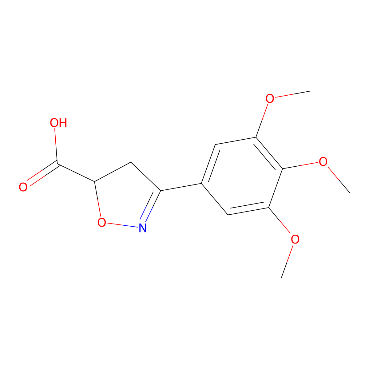 3-(3,4,5-Trimethoxyphenyl)-4,5-dihydro-1,2-oxazole-5-carboxylic acid molecular structure, CAS 1038358-13-2