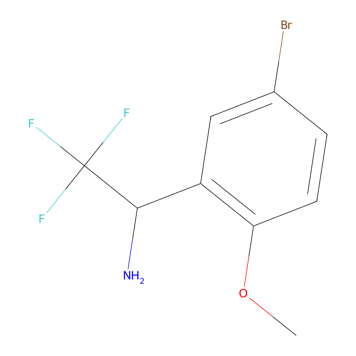 1-(5-Bromo-2-methoxyphenyl)-2,2,2-trifluoroethan-1-amine molecular structure, CAS 1038358-33-6