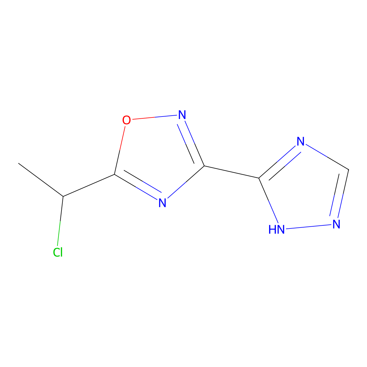 5-(1-chloroethyl)-3-(4H-1,2,4-triazol-3-yl)-1,2,4-oxadiazole molecular structure, CAS 1038358-79-0