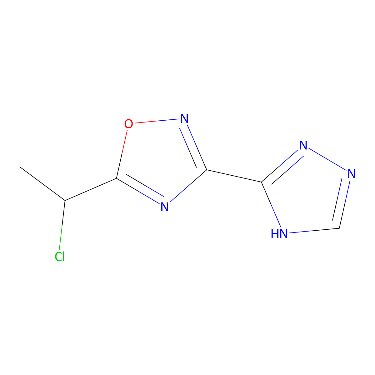 5-(1-chloroethyl)-3-(4H-1,2,4-triazol-3-yl)-1,2,4-oxadiazole molecular structure, CAS 1038358-79-0