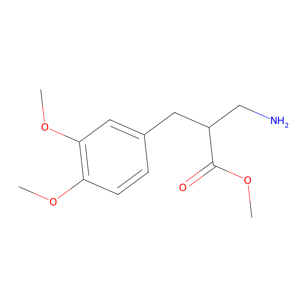 Methyl 3-amino-2-[(3,4-dimethoxyphenyl)methyl]propanoate molecular structure, CAS 1038360-20-1
