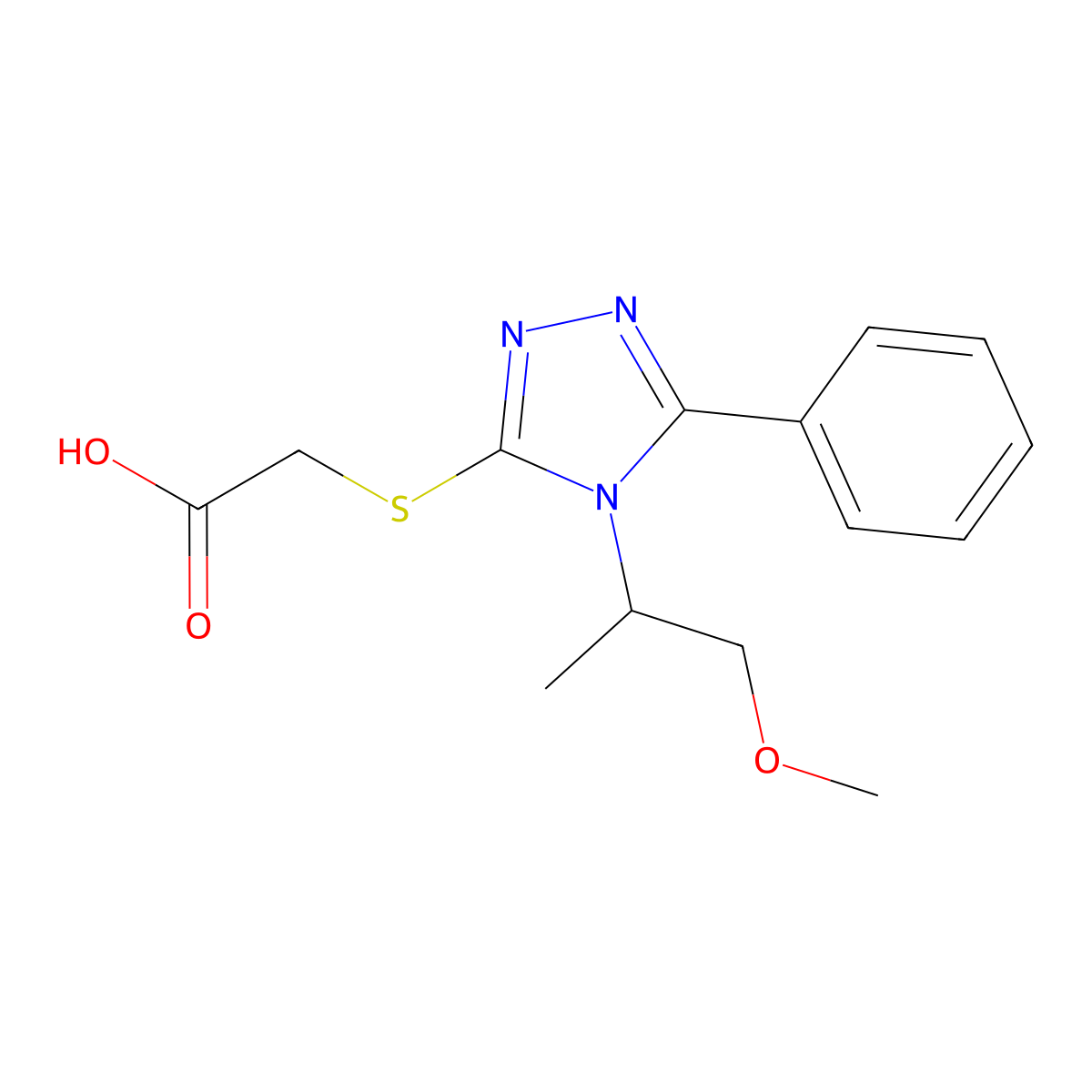 2-{[4-(1-methoxypropan-2-yl)-5-phenyl-4H-1,2,4-triazol-3-yl]sulfanyl}acetic acid molecular structure, CAS 1038360-54-1