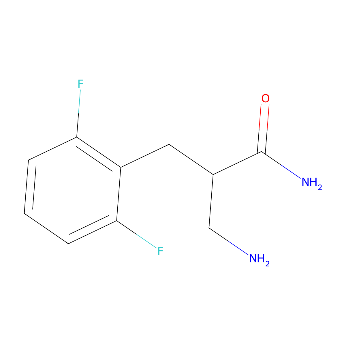 3-Amino-2-[(2,6-difluorophenyl)methyl]propanamide molecular structure, CAS 1038360-65-4