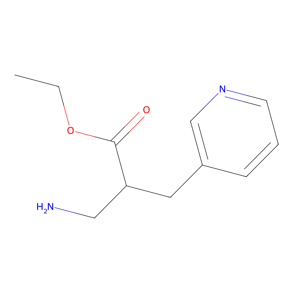 Ethyl 3-amino-2-[(pyridin-3-yl)methyl]propanoate molecular structure, CAS 1038361-17-9
