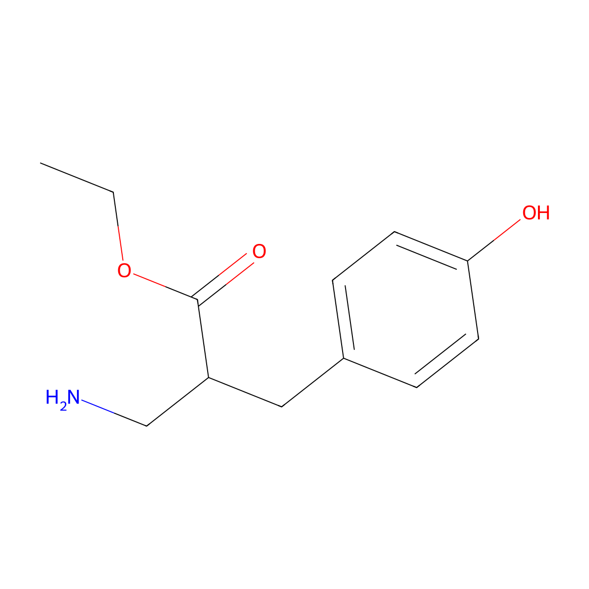 Ethyl 3-amino-2-[(4-hydroxyphenyl)methyl]propanoate molecular structure, CAS 1038361-47-5