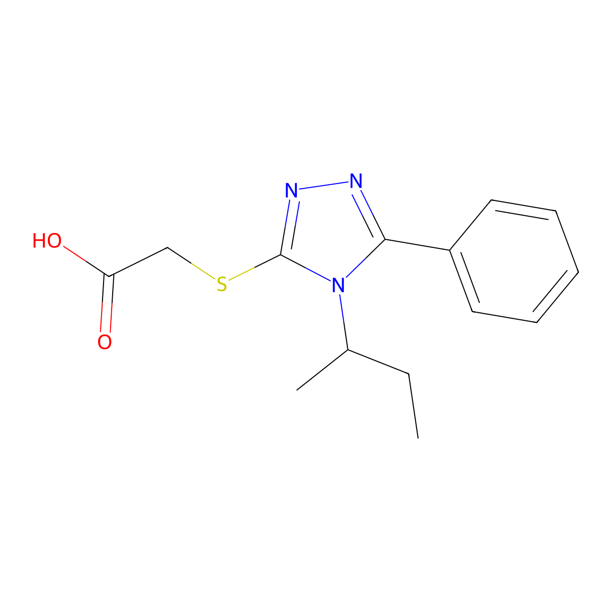 2-{[4-(butan-2-yl)-5-phenyl-4H-1,2,4-triazol-3-yl]sulfanyl}acetic acid molecular structure, CAS 1038362-04-7