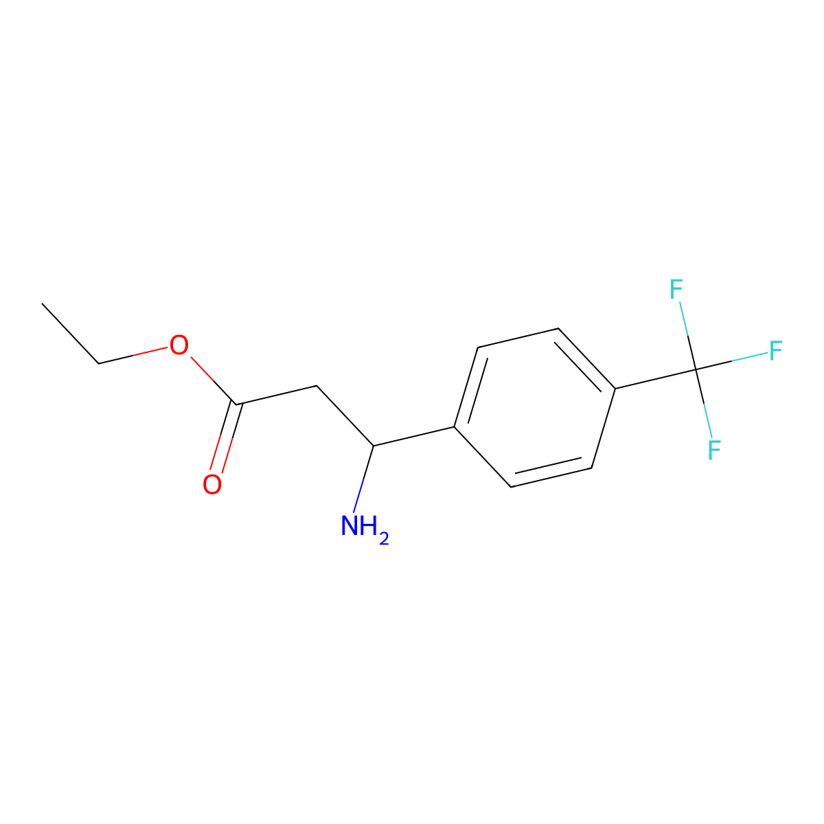 Ethyl 3-amino-3-[4-(trifluoromethyl)phenyl]propanoate molecular structure, CAS 1038364-94-1
