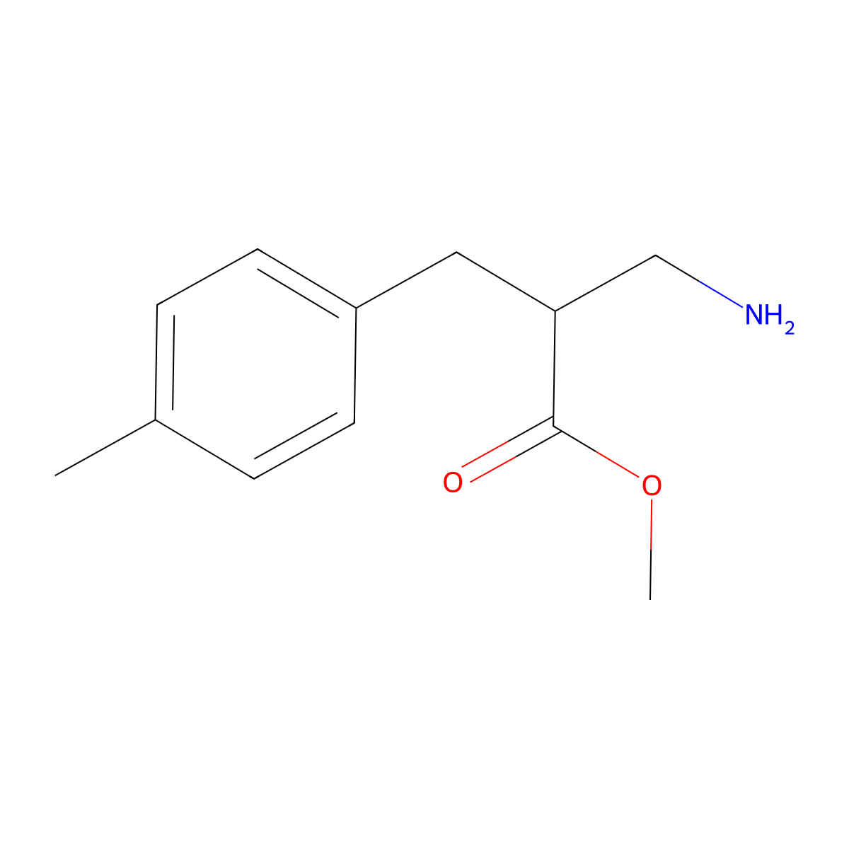 Methyl 3-amino-2-[(4-methylphenyl)methyl]propanoate molecular structure, CAS 1038365-99-9