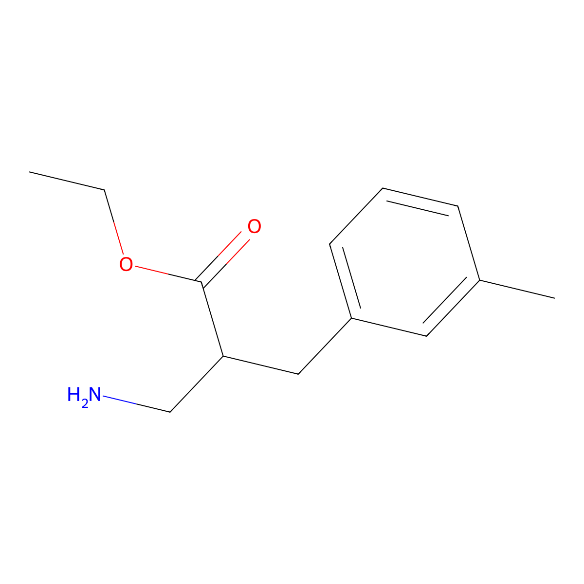 Ethyl 3-amino-2-[(3-methylphenyl)methyl]propanoate molecular structure, CAS 1038367-77-9