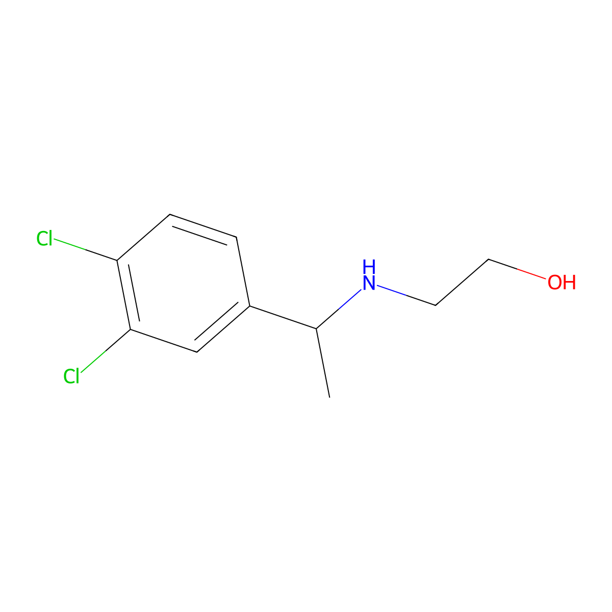 2-{[1-(3,4-Dichlorophenyl)ethyl]amino}ethan-1-ol molecular structure, CAS 1038368-39-6