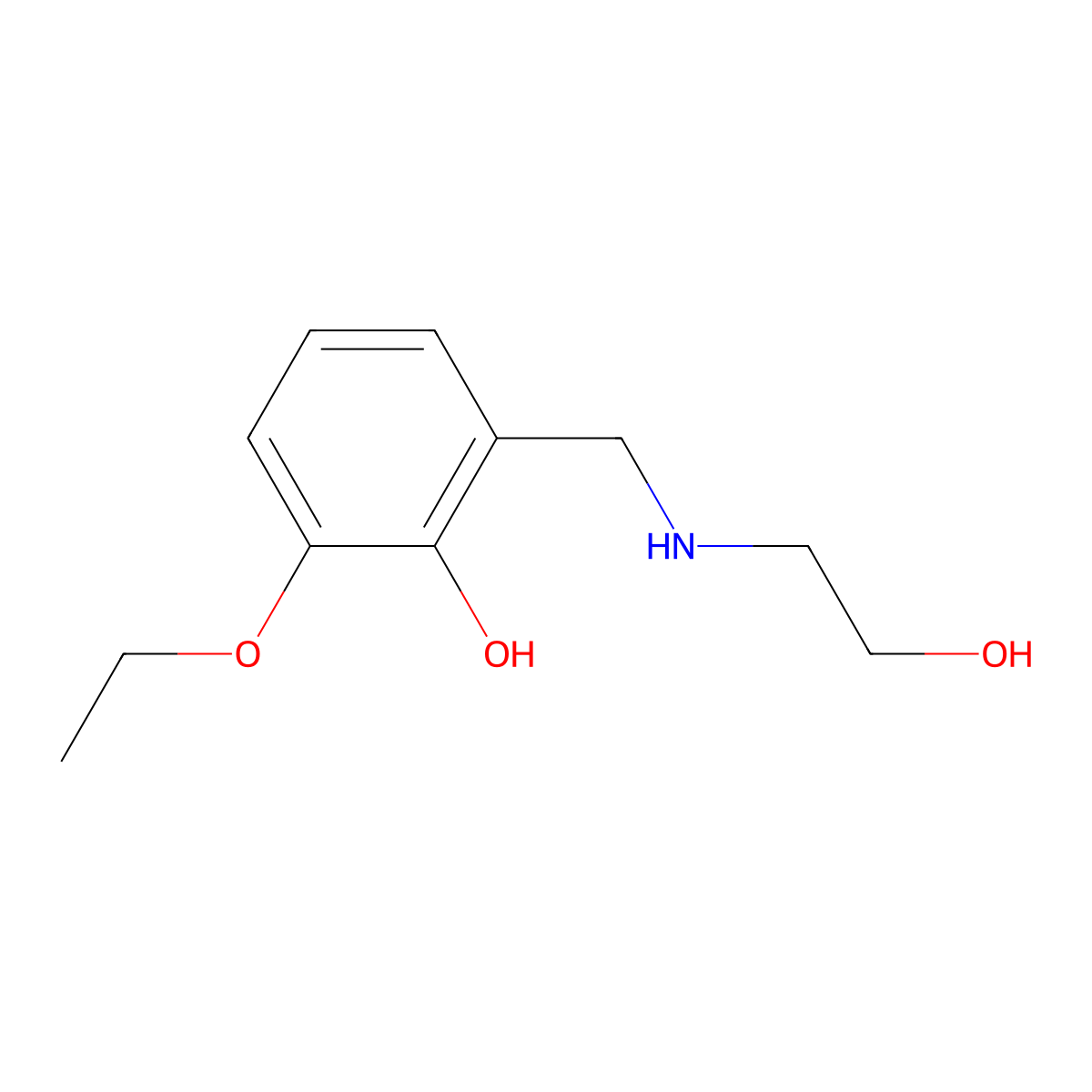2-Ethoxy-6-{[(2-hydroxyethyl)amino]methyl}phenol molecular structure, CAS 1038368-97-6