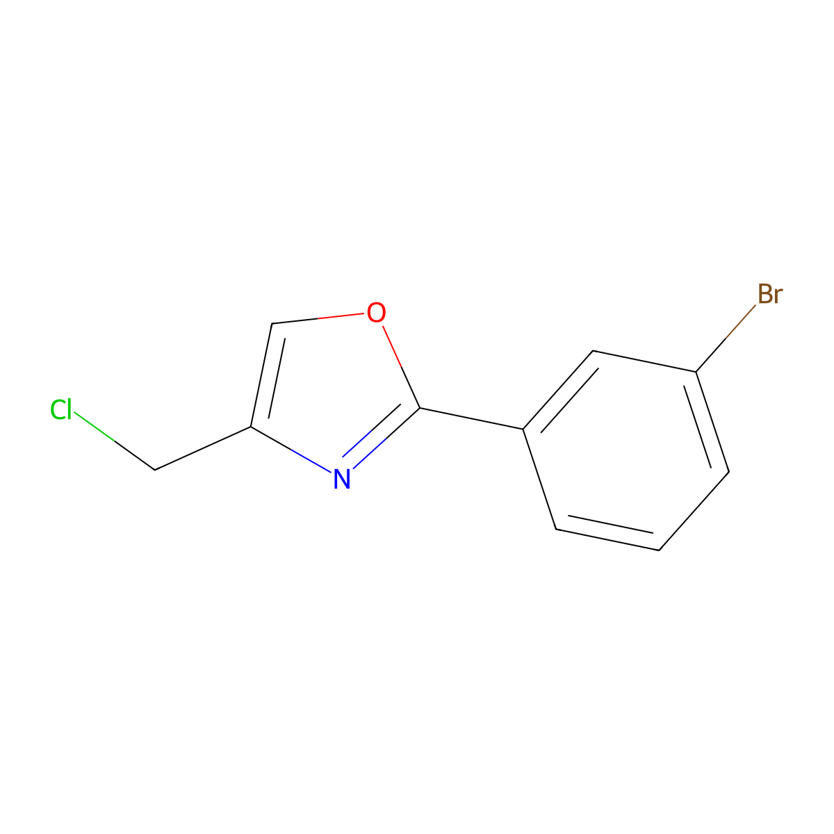 2-(3-Bromophenyl)-4-(chloromethyl)-1,3-oxazole molecular structure, CAS 1038369-31-1